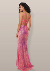 Juliet | Glitter Light Pink and Light Mermaid Backless Green Prom Dress with Slit - Light Pink - PromDressClub